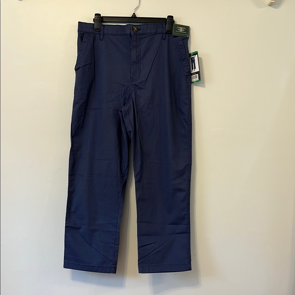 Blue Cropped Ankle Pants with Flat‎ Front Design